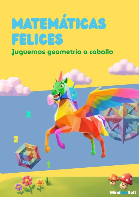 Portada de la cartilla Matemáticas Felices: el pegaso geométrico sobre la retícula del tablero